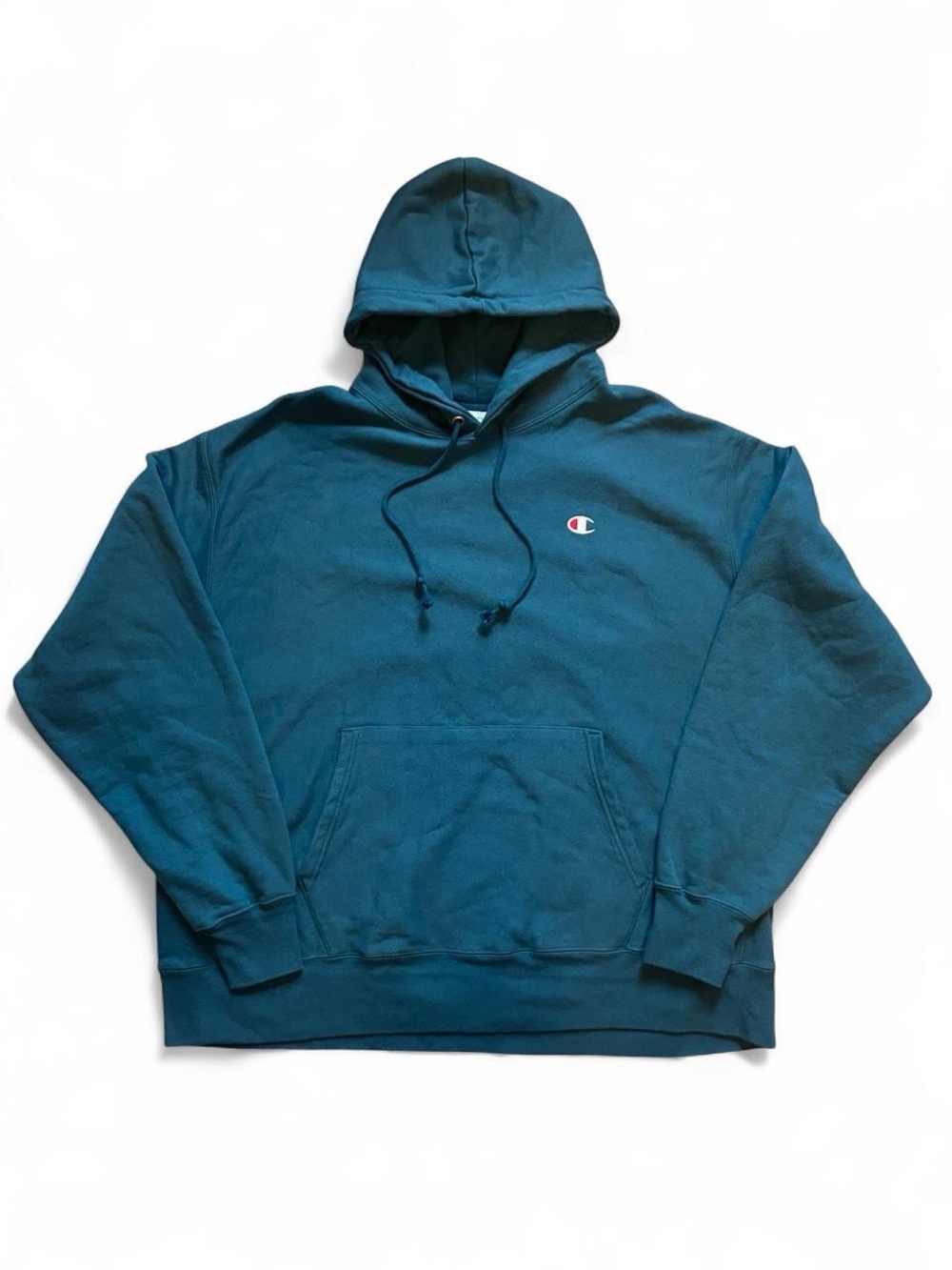 Champion Reverse Weave Teal Blue Hoodie Sweatshirt Size 2XL Double Lined Heavywe